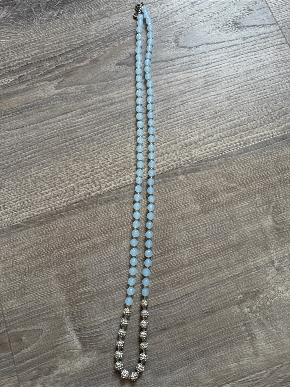 Banana Republic Pale Blue Beaded Necklace with Crystal Clusters